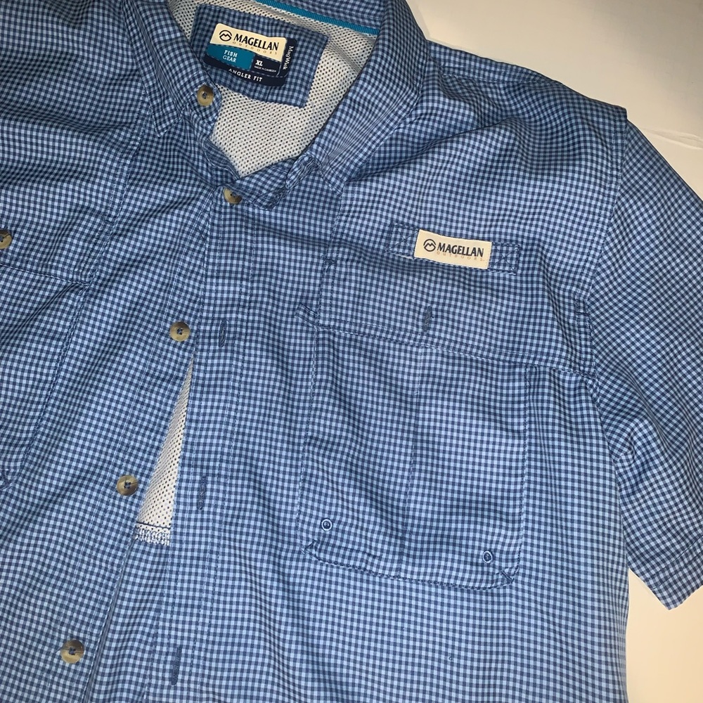 Magellan Men’s Button Down Shirt in Blue Plaid